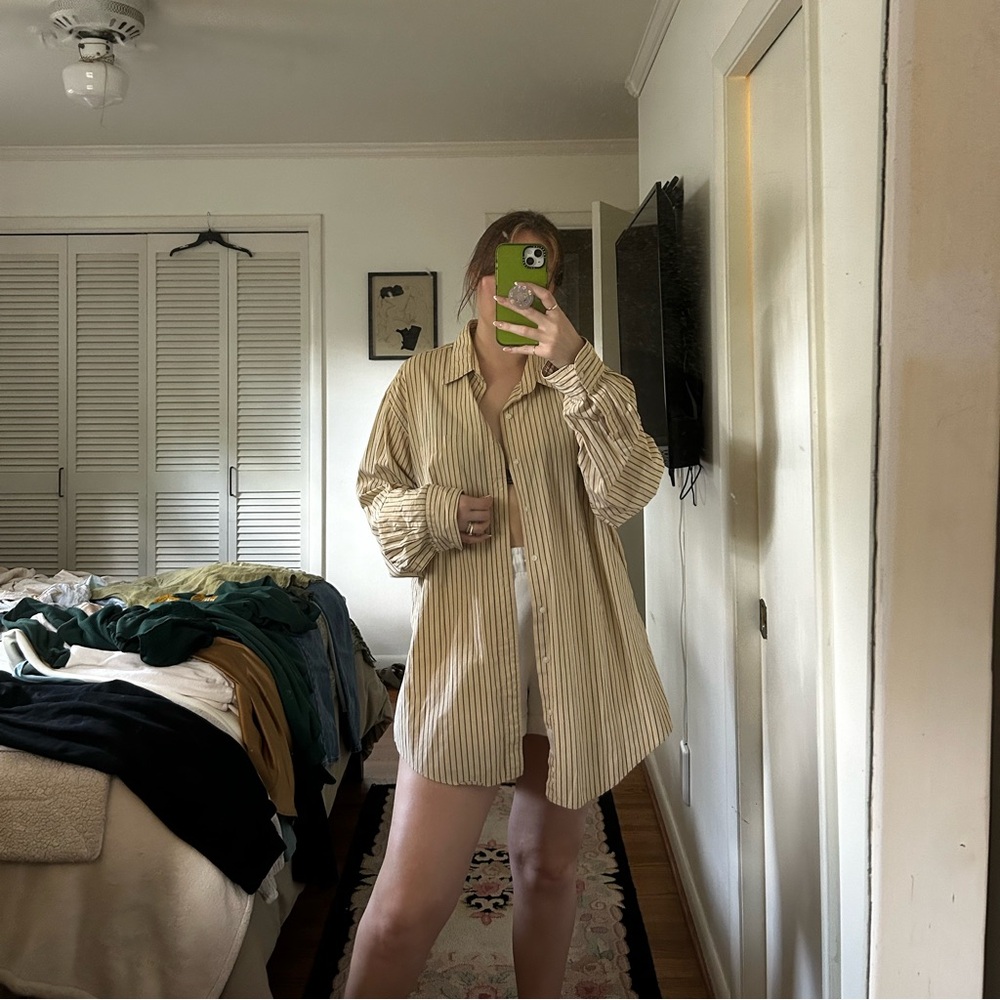 Oversized Men’s Pinstripe Shirt Dress